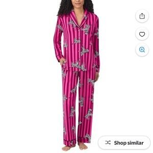 Room Service Pink Striped Zebra Print Pajama Set Women's Size Large